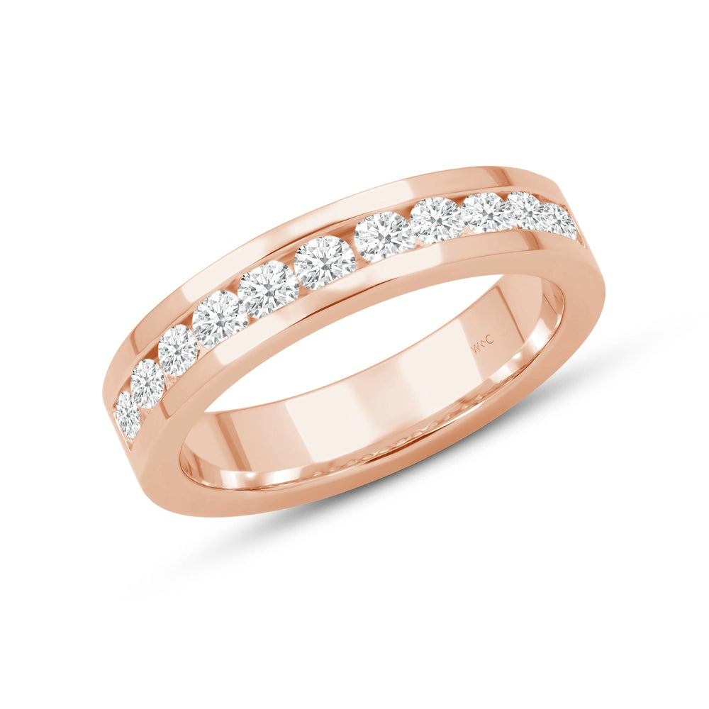 Channel Set Classic Men's Band with 14KT Rose Gold / Lab / 1 Cut Diamond in 14KT Rose Gold / Lab / 1 view 3
