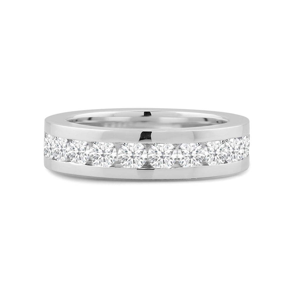 Channel Set Classic Men's Band with 14KT White Gold / Lab / 2 Cut Diamond in 14KT White Gold / Lab / 2 view 1
