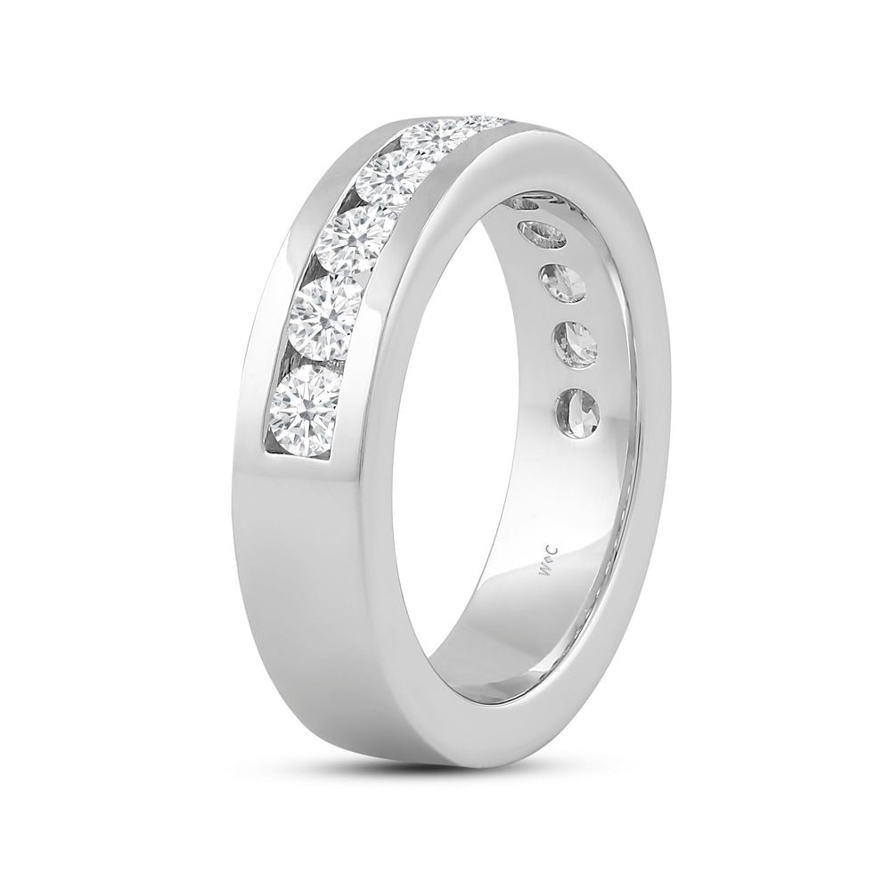 Channel Set Classic Men's Band with 14KT White Gold / Lab / 2 Cut Diamond in 14KT White Gold / Lab / 2 view 4

