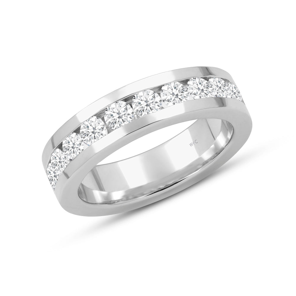 Channel Set Classic Men's Band with 14KT White Gold / Lab / 2 Cut Diamond in 14KT White Gold / Lab / 2 view 3
