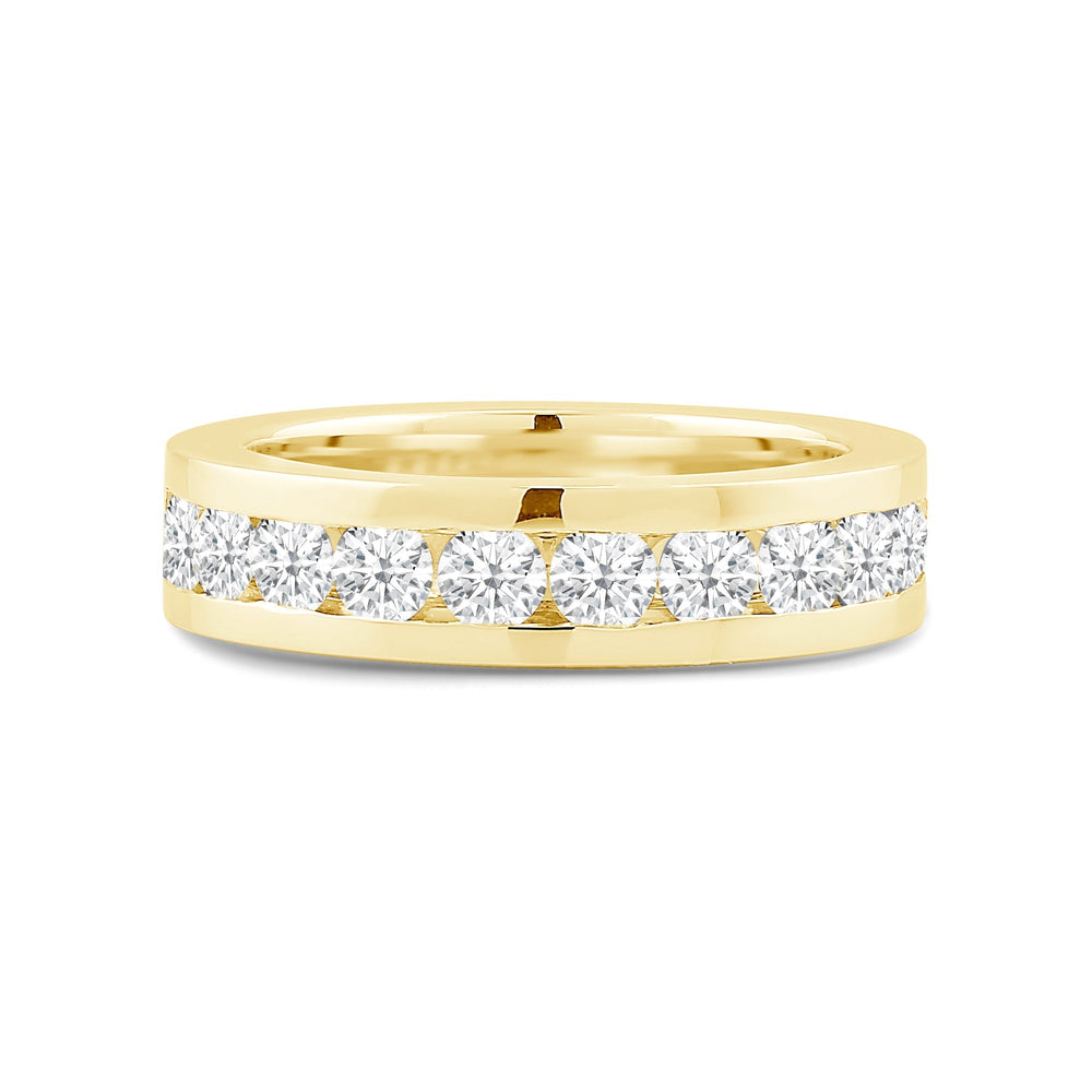 Channel Set Classic Men's Band with 14KT Yellow Gold / Lab / 2 Cut Diamond in 14KT Yellow Gold / Lab / 2 view 1
