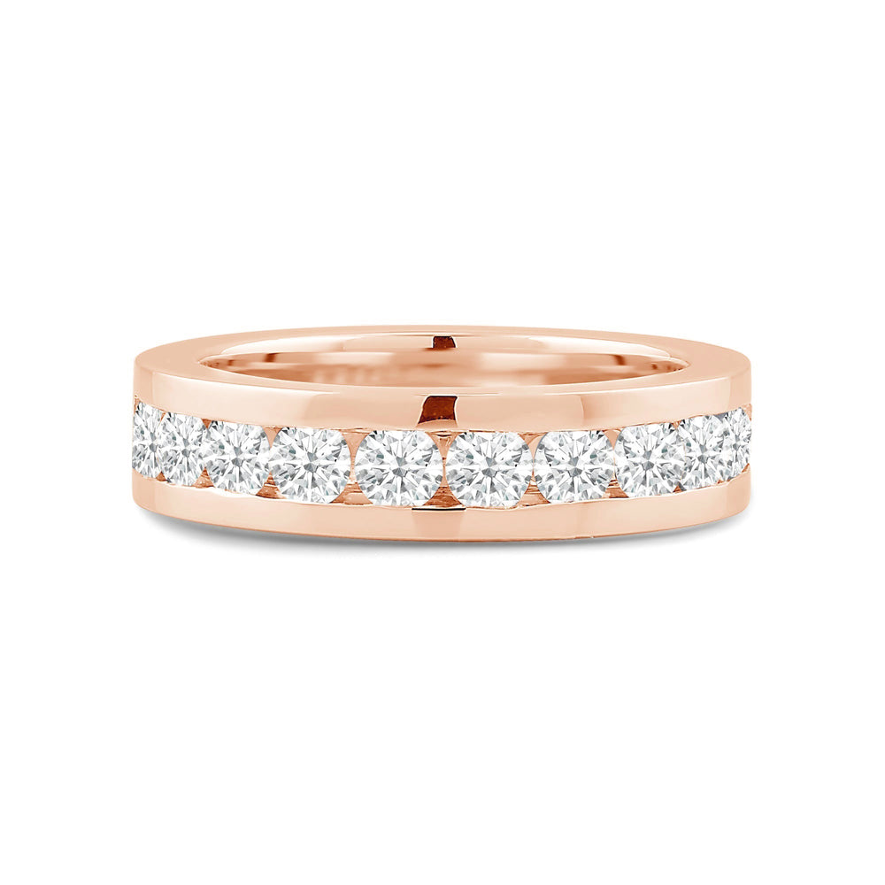 Channel Set Classic Men's Band with 14KT Rose Gold / Lab / 2 Cut Diamond in 14KT Rose Gold / Lab / 2 view 1
