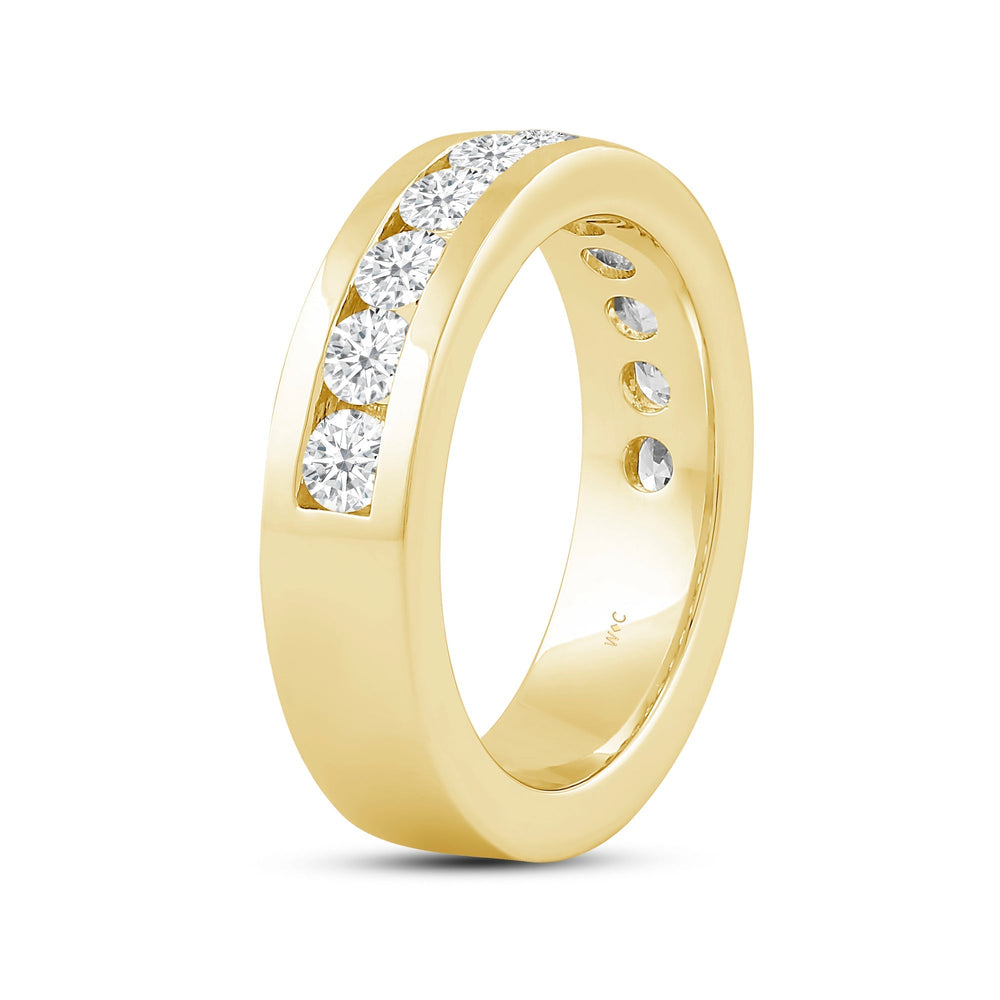 Channel Set Classic Men's Band with 14KT Yellow Gold / Lab / 2 Cut Diamond in 14KT Yellow Gold / Lab / 2 view 4
