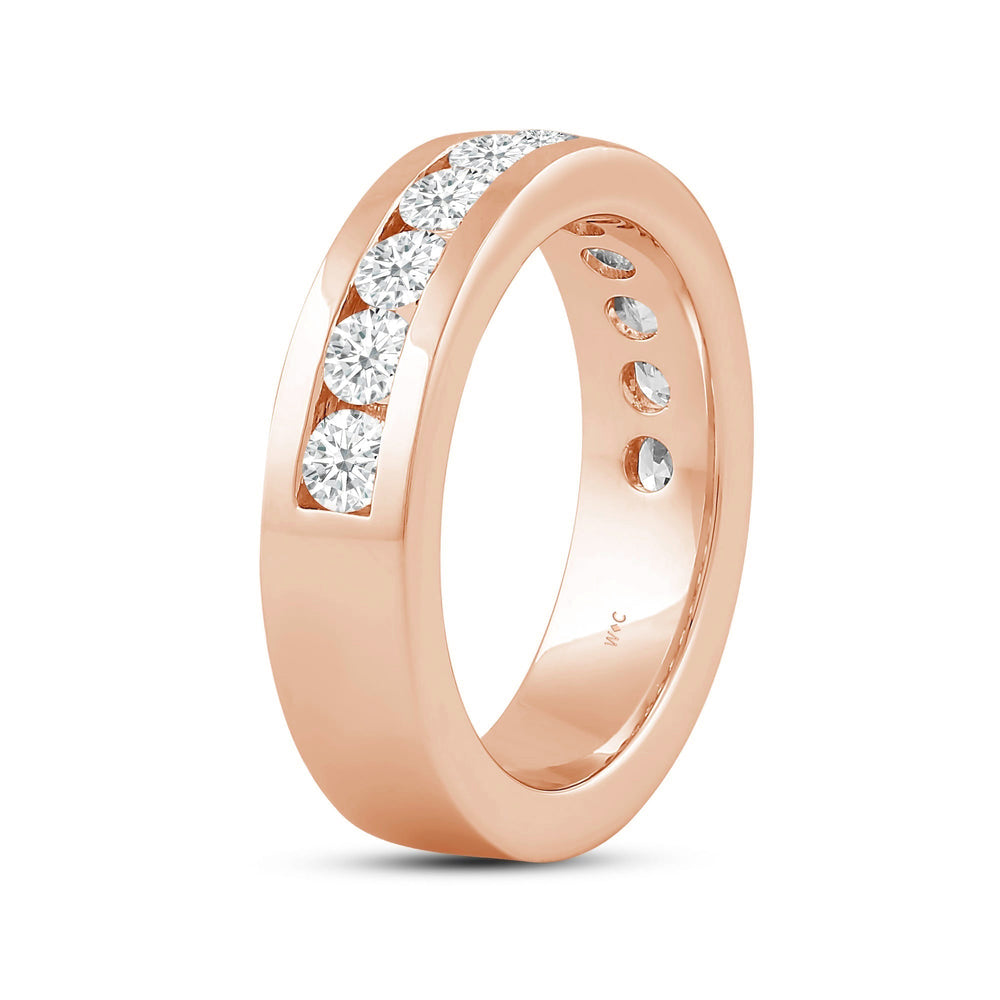 Channel Set Classic Men's Band with 14KT Rose Gold / Lab / 2 Cut Diamond in 14KT Rose Gold / Lab / 2 view 4
