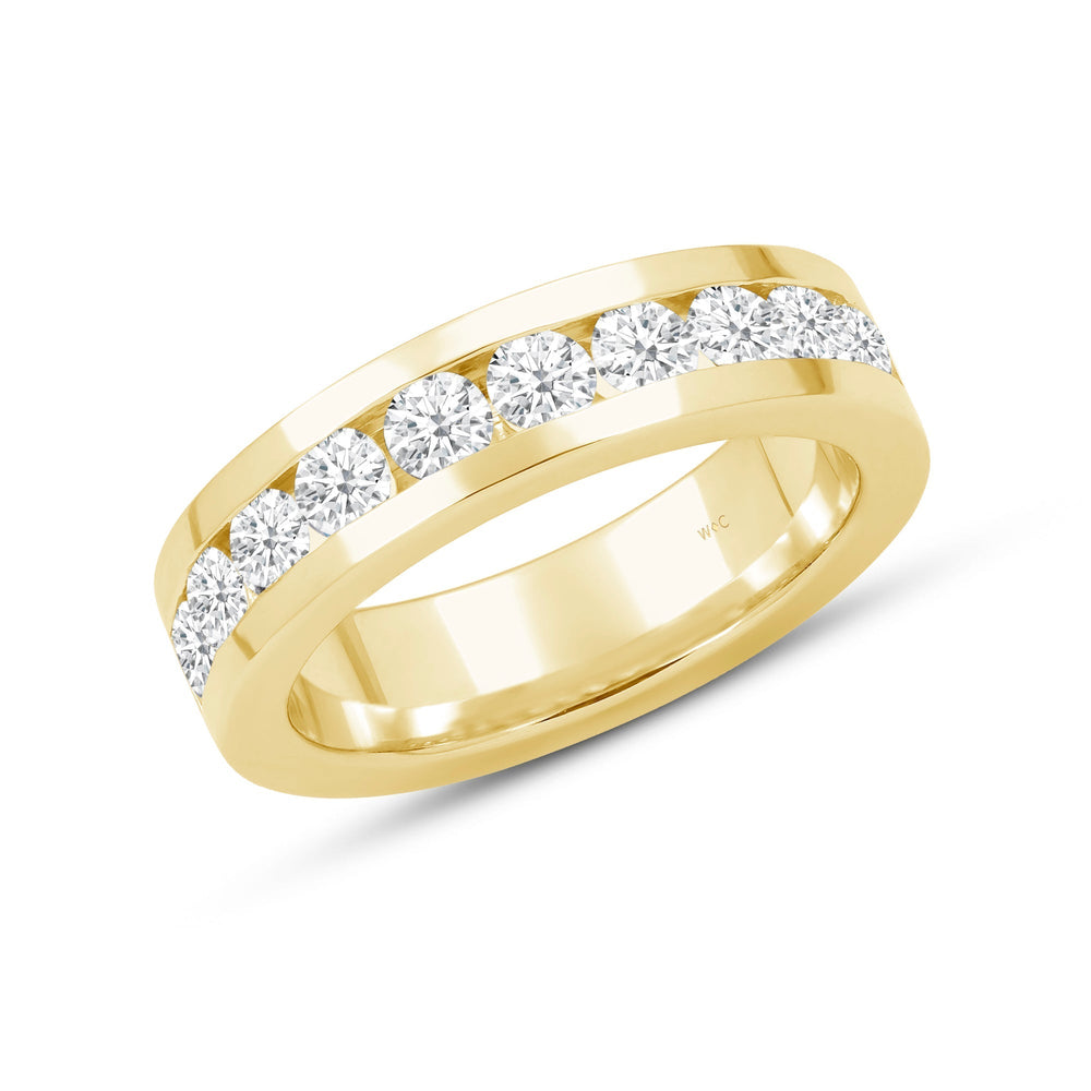 Channel Set Classic Men's Band with 14KT Yellow Gold / Lab / 2 Cut Diamond in 14KT Yellow Gold / Lab / 2 view 3
