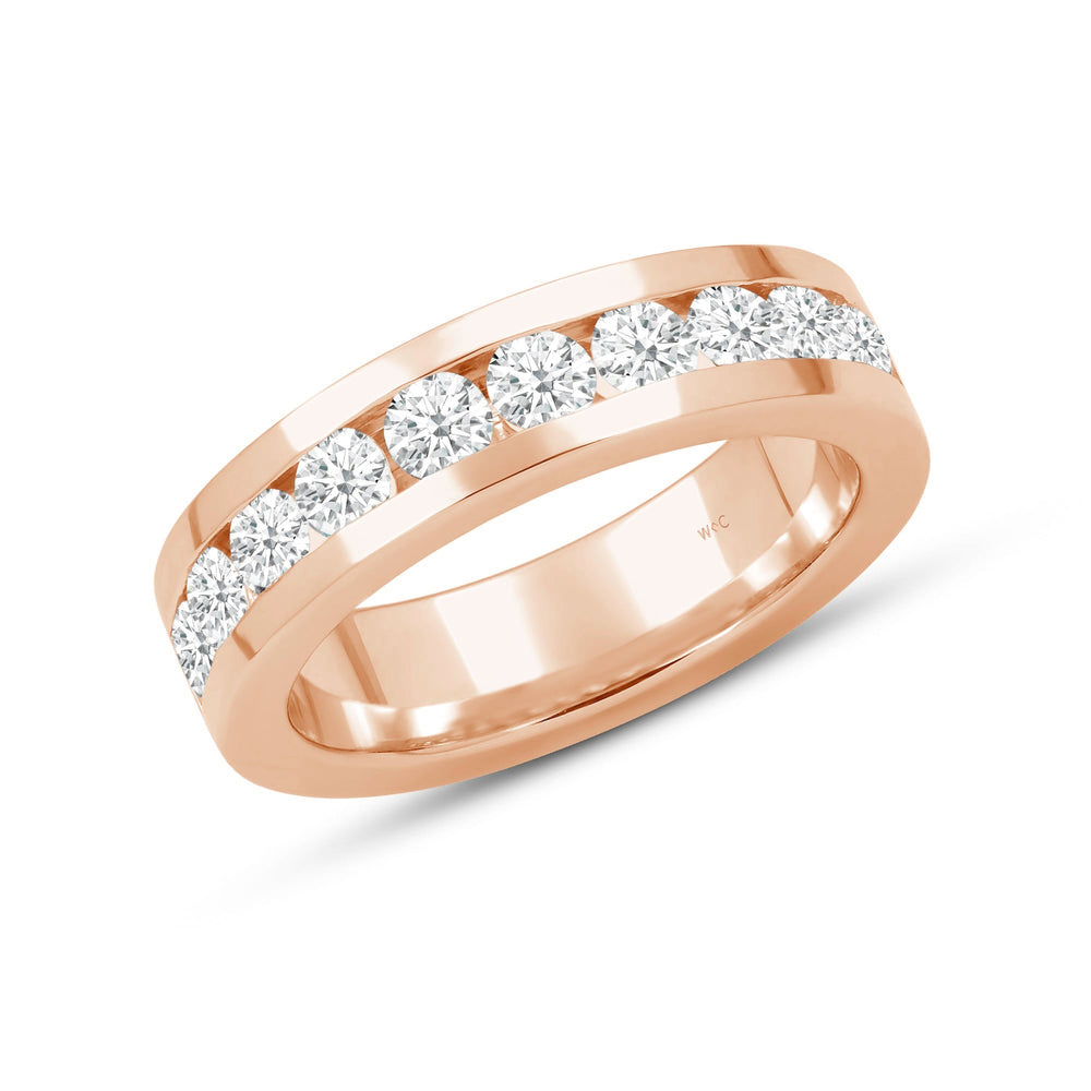 Channel Set Classic Men's Band with 14KT Rose Gold / Lab / 2 Cut Diamond in 14KT Rose Gold / Lab / 2 view 3
