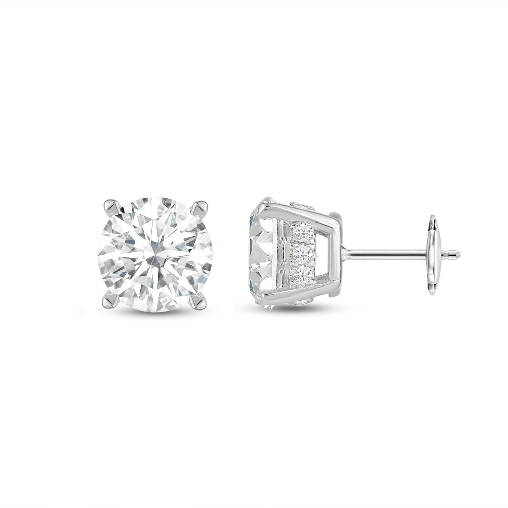 Hidden Halo Round Solitaire Stud Earrings with 14KT White Gold / Lab / 2 1/5 Cut Diamond in 14KT White Gold / Lab / 2 1/5 view 4
