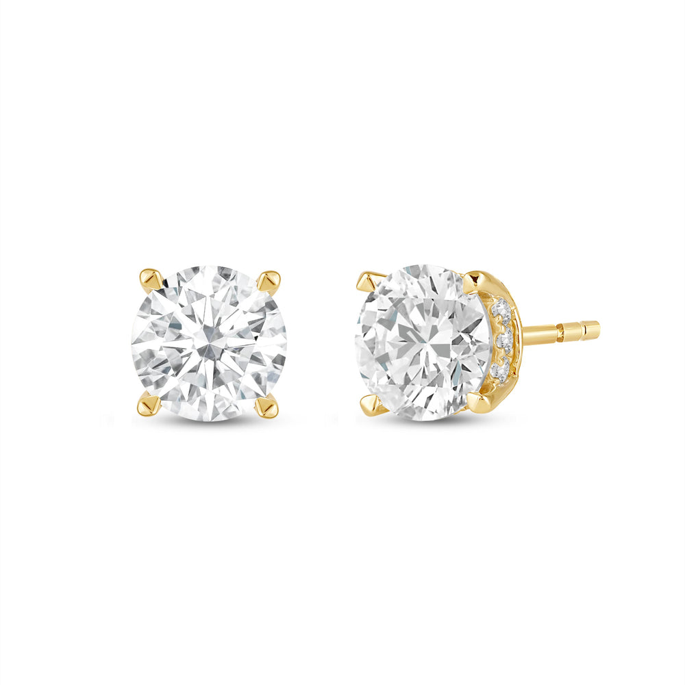 Hidden Halo Round Solitaire Stud Earrings with 14KT Yellow Gold / Lab / 2 1/5 Cut Diamond in 14KT Yellow Gold / Lab / 2 1/5 view 1
