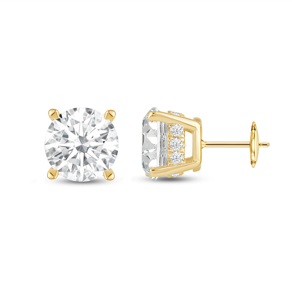Hidden Halo Round Solitaire Stud Earrings with 14KT Yellow Gold / Lab / 4 1/5 Cut Diamond in 14KT Yellow Gold / Lab / 4 1/5 view 4
