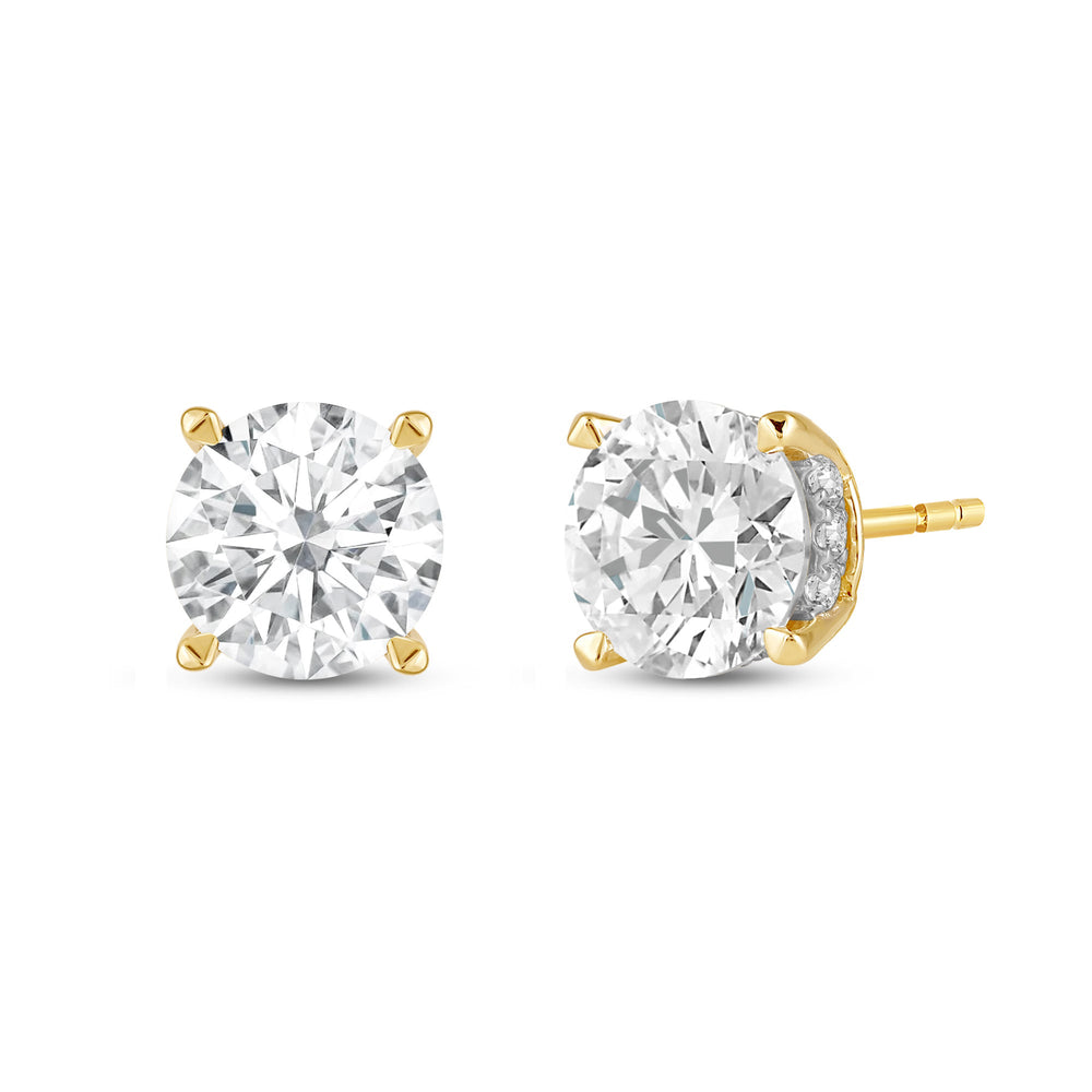 Hidden Halo Round Solitaire Stud Earrings with 14KT Yellow Gold / Lab / 4 1/5 Cut Diamond in 14KT Yellow Gold / Lab / 4 1/5 view 1
