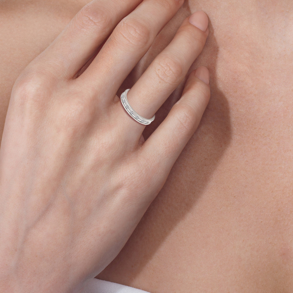 Baguette Diamond East-West Eternity Ring with 18KT Rose Gold / Lab / 1 1/4 Cut Diamond in 14KT Rose Gold / Lab / 1 1/4 view 4
