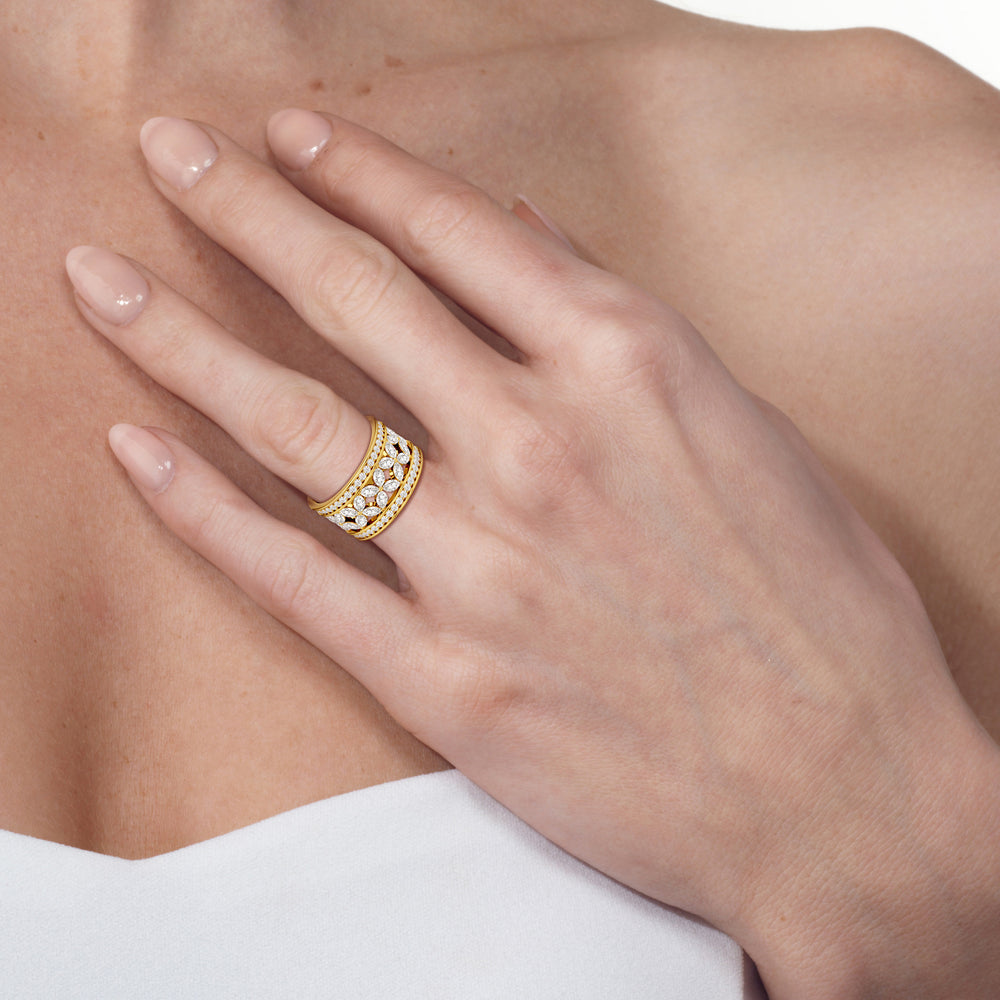 Model Wearing Wildflower Eternity Ring Size 6.25 view
