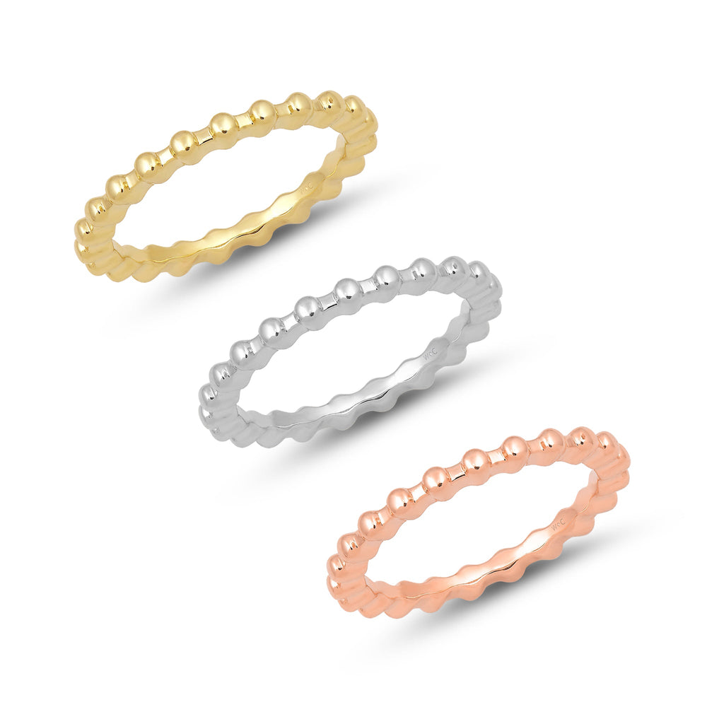 The Beaded Stacker Set with 14KT Rose Gold Cut Diamond in 14KT Rose Gold view 1
