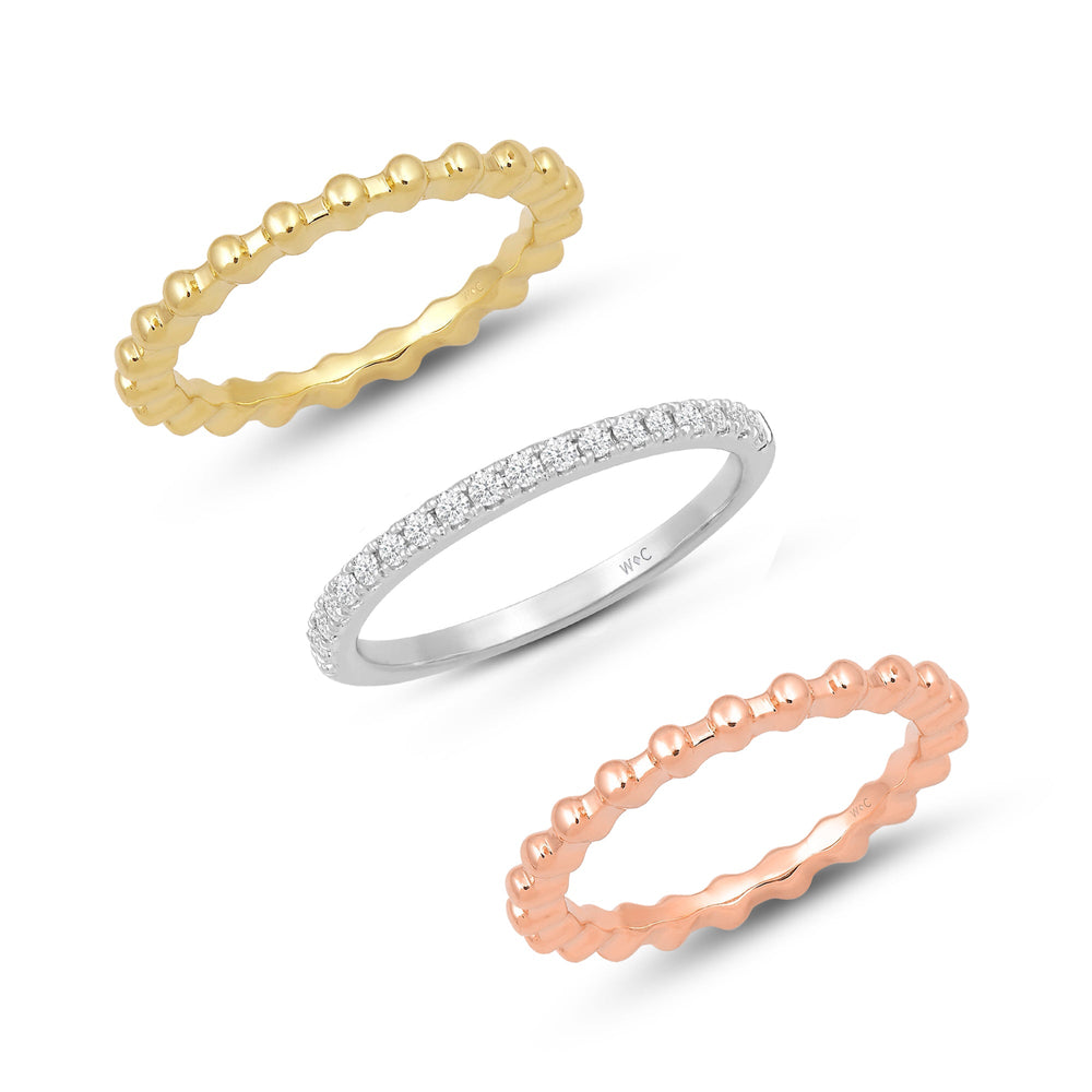The Mixed Stacker Set with 1/5 Cut Diamond in 14KT Rose Gold view 1

