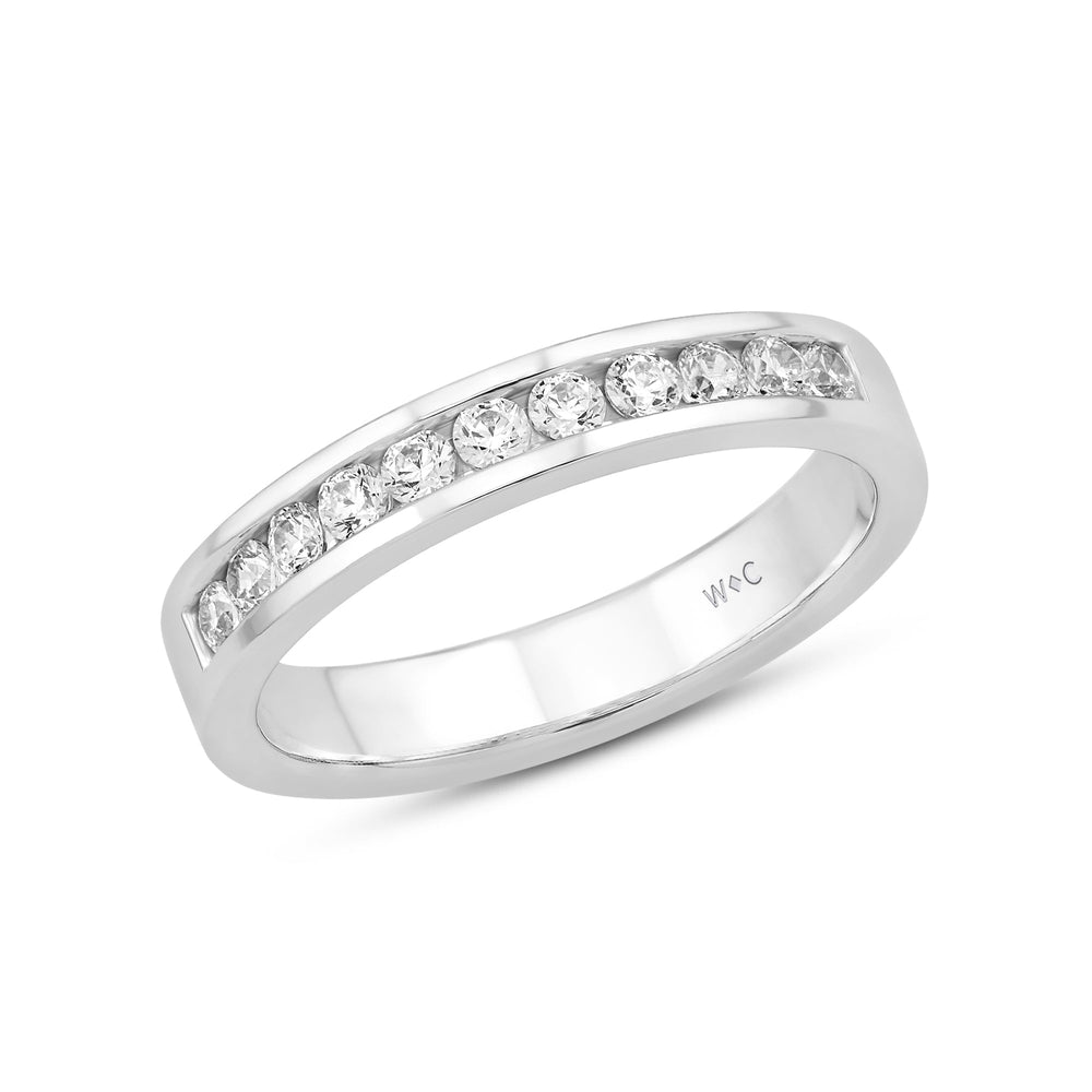 Channel Set Classic Men's Band with 14KT White Gold / Lab / 1/2 Cut Diamond in 14KT White Gold / Lab / 1/2 view 3
