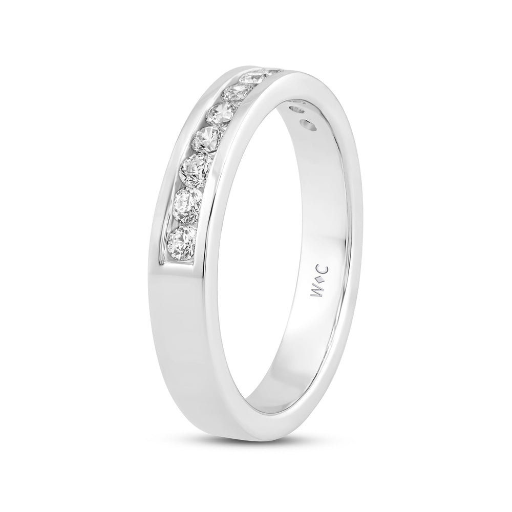 Channel Set Classic Men's Band with 14KT White Gold / Lab / 1/2 Cut Diamond in 14KT White Gold / Lab / 1/2 view 4
