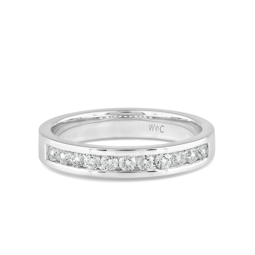 Channel Set Classic Men's Band with 14KT White Gold / Lab / 1/2 Cut Diamond in 14KT White Gold / Lab / 1/2 view 1
