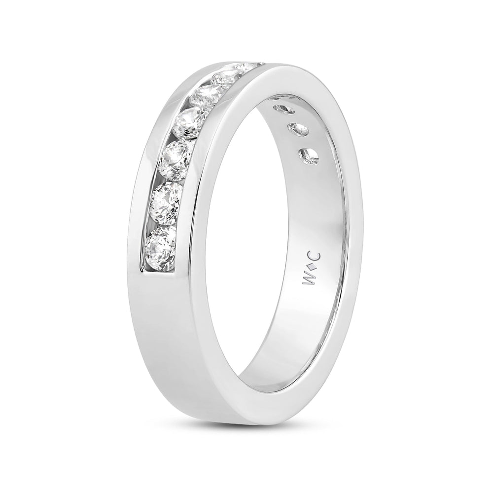 Channel Set Classic Men's Band with 14KT White Gold / Lab / 1 1/2 Cut Diamond in 14KT White Gold / Lab / 1 1/2 view 4
