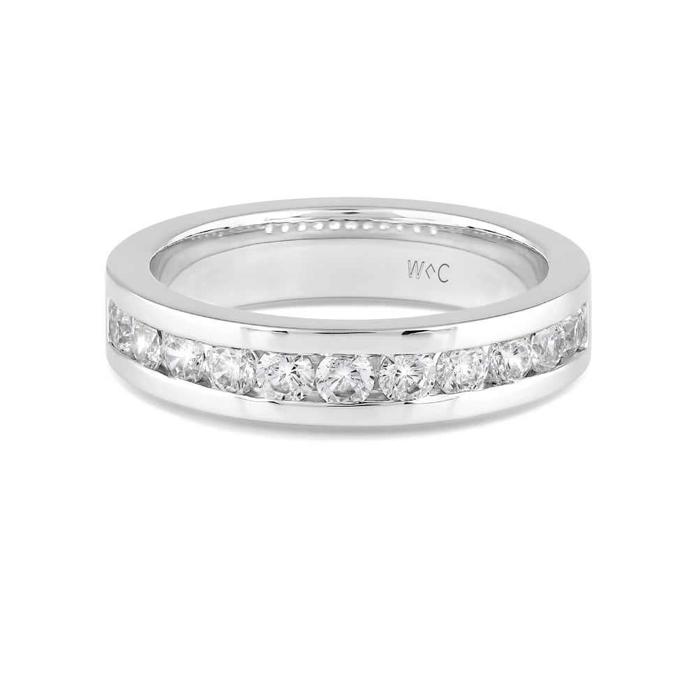 Channel Set Classic Men's Band with 14KT White Gold / Lab / 1 1/2 Cut Diamond in 14KT White Gold / Lab / 1 1/2 view 1
