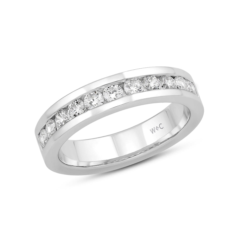 Channel Set Classic Men's Band with 14KT White Gold / Lab / 1 1/2 Cut Diamond in 14KT White Gold / Lab / 1 1/2 view 3
