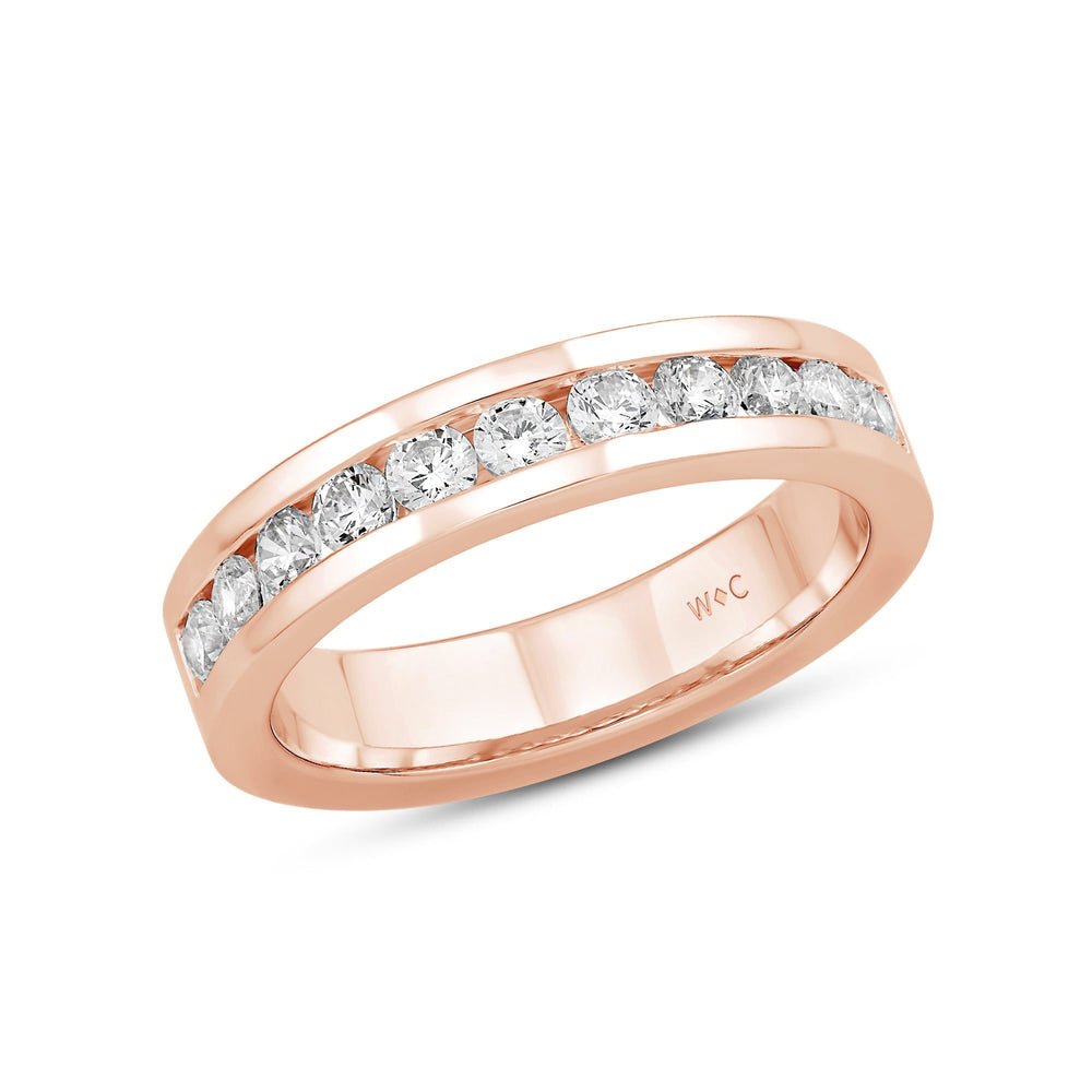 Channel Set Classic Men's Band with 14KT Rose Gold / Lab / 1 1/2 Cut Diamond in 14KT Rose Gold / Lab / 1 1/2 view 3
