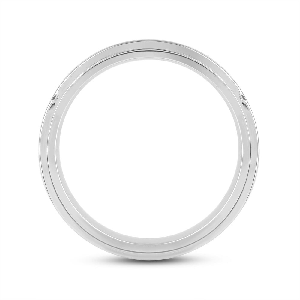 Three Step Men's Band with 14KT White Gold / Lab / 1/2 Cut Diamond in 14KT White Gold / Lab / 1/2 view 2
