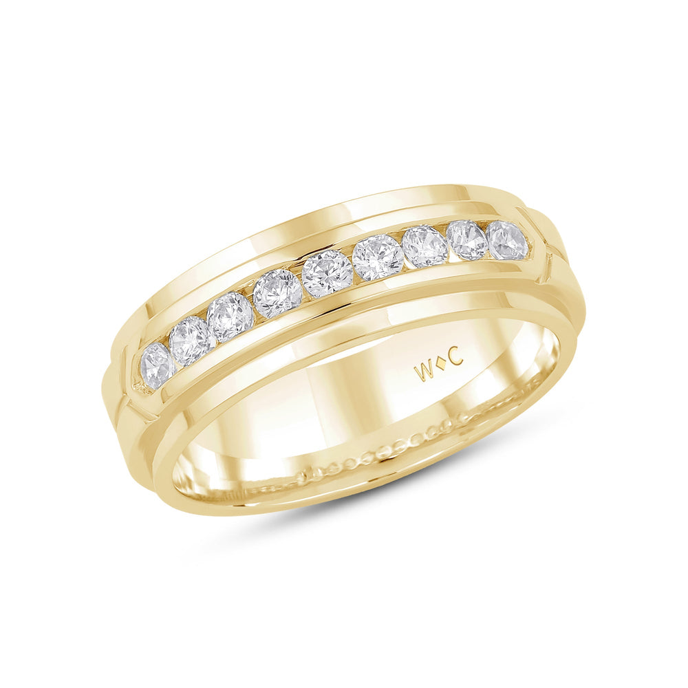 Three Step Men's Band with 14KT Yellow Gold / Lab / 1/2 Cut Diamond in 14KT Yellow Gold / Lab / 1/2 view 3
