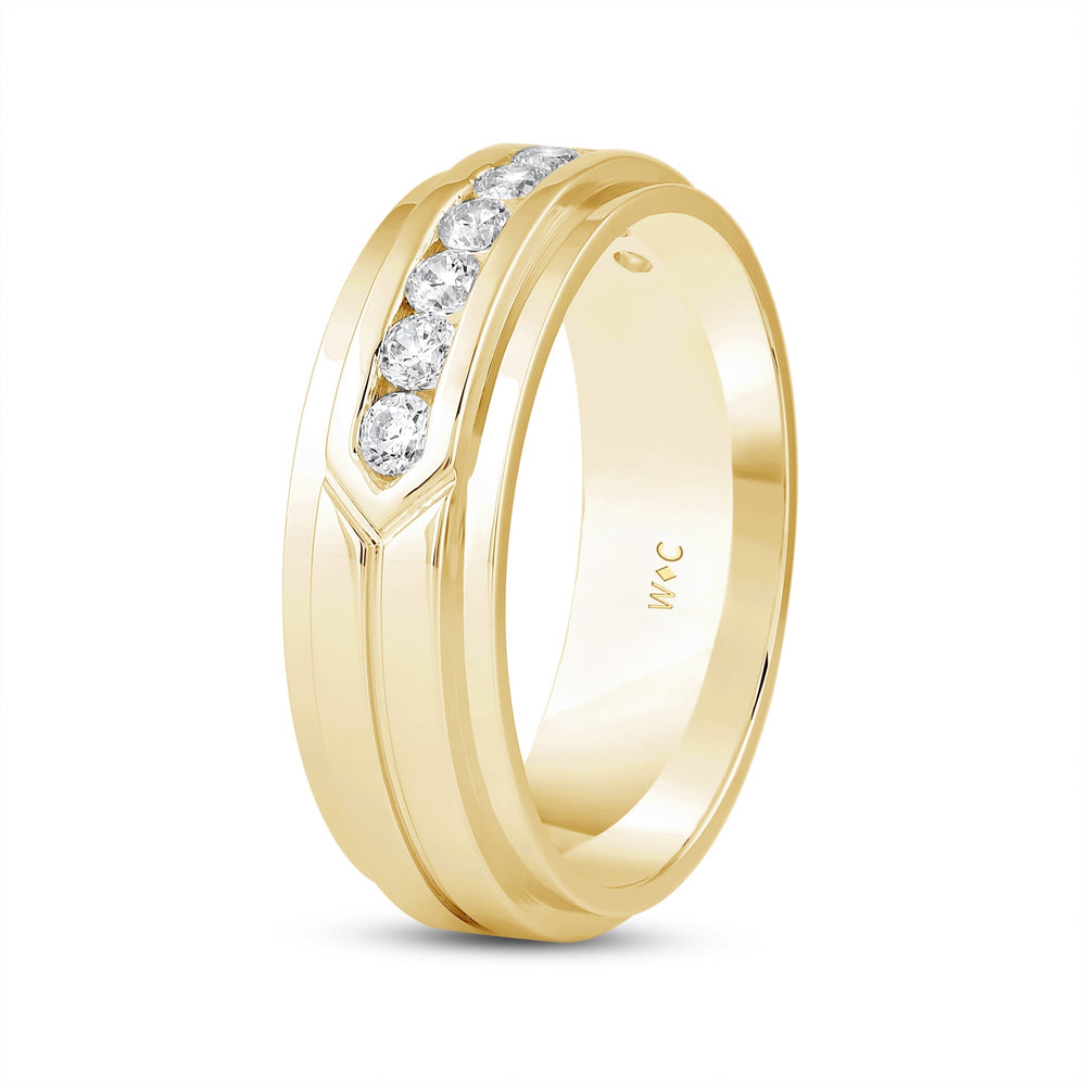 Three Step Men's Band with 14KT Yellow Gold / Lab / 1/2 Cut Diamond in 14KT Yellow Gold / Lab / 1/2 view 4
