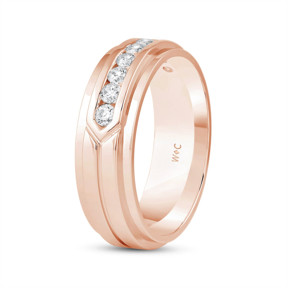 Three Step Men's Band with 14KT Rose Gold / Lab / 1/2 Cut Diamond in 14KT Rose Gold / Lab / 1/2 view 4
