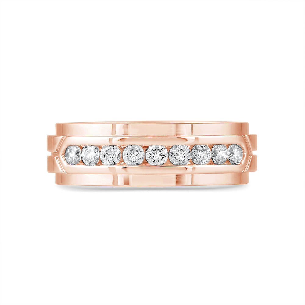 Three Step Men's Band with 14KT Rose Gold / Lab / 1/2 Cut Diamond in 14KT Rose Gold / Lab / 1/2 view 1
