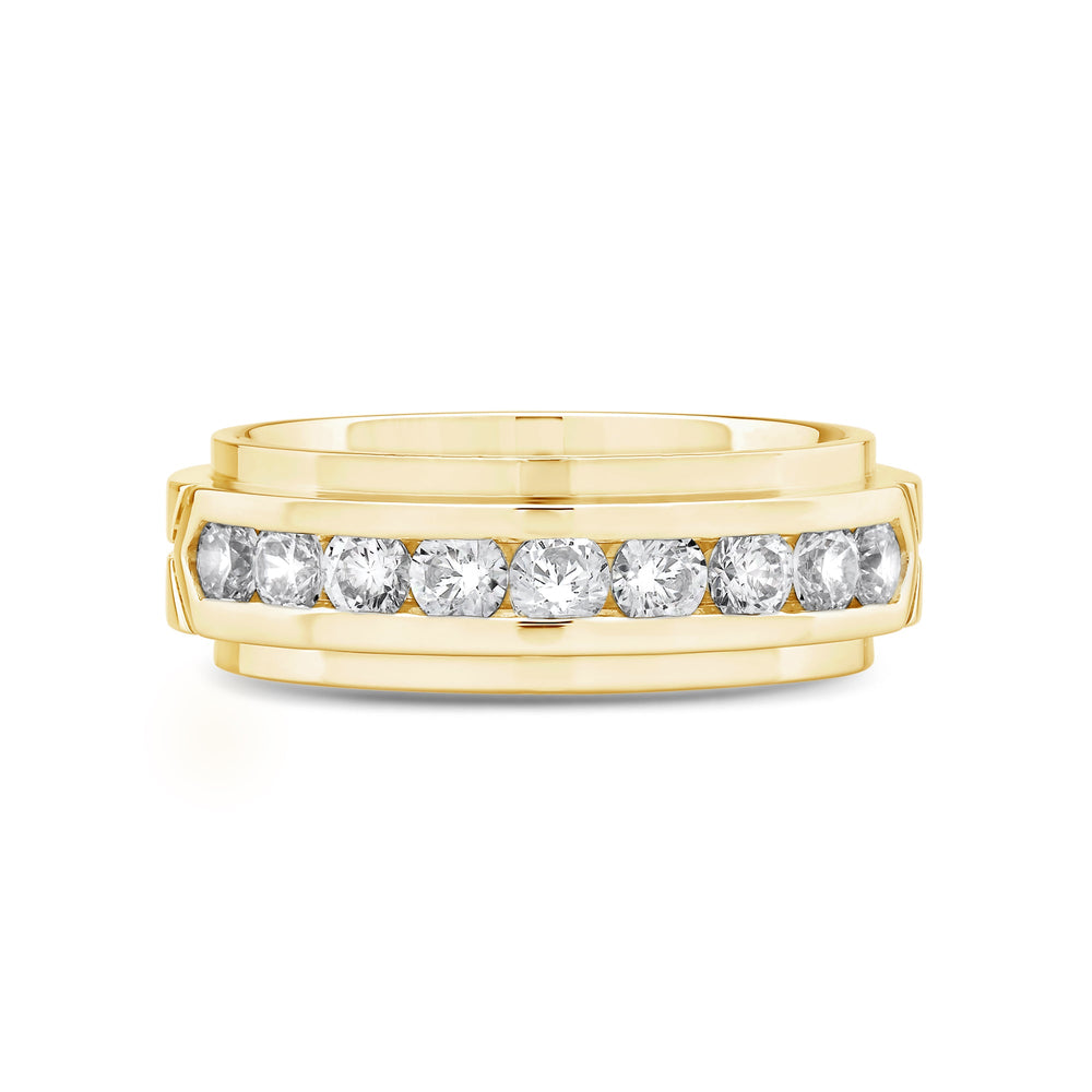 Three Step Men's Band with 14KT Yellow Gold / Lab / 1 1/2 Cut Diamond in 14KT Yellow Gold / Lab / 1 1/2 view 1
