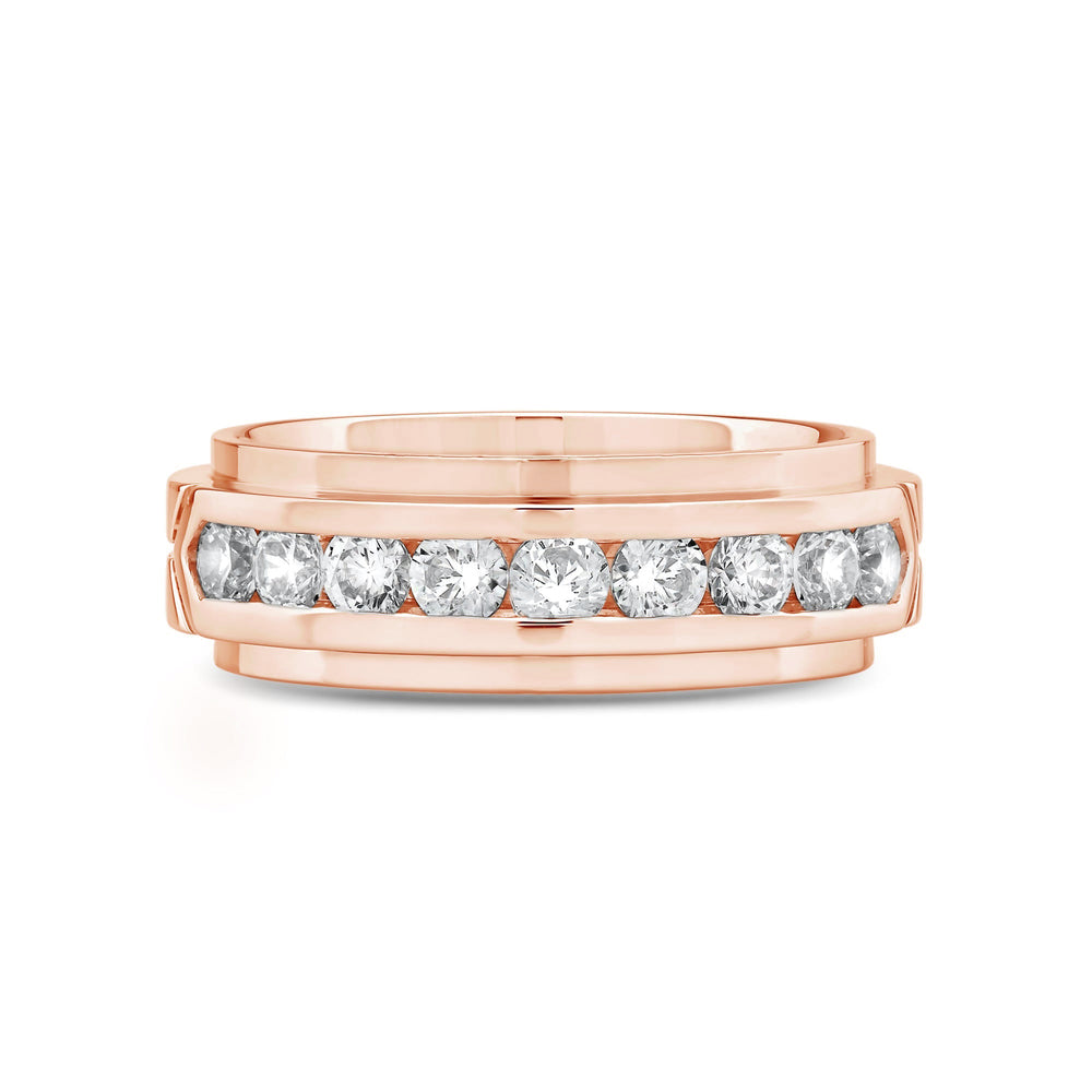 Three Step Men's Band with 14KT Rose Gold / Lab / 1 1/2 Cut Diamond in 14KT Rose Gold / Lab / 1 1/2 view 1
