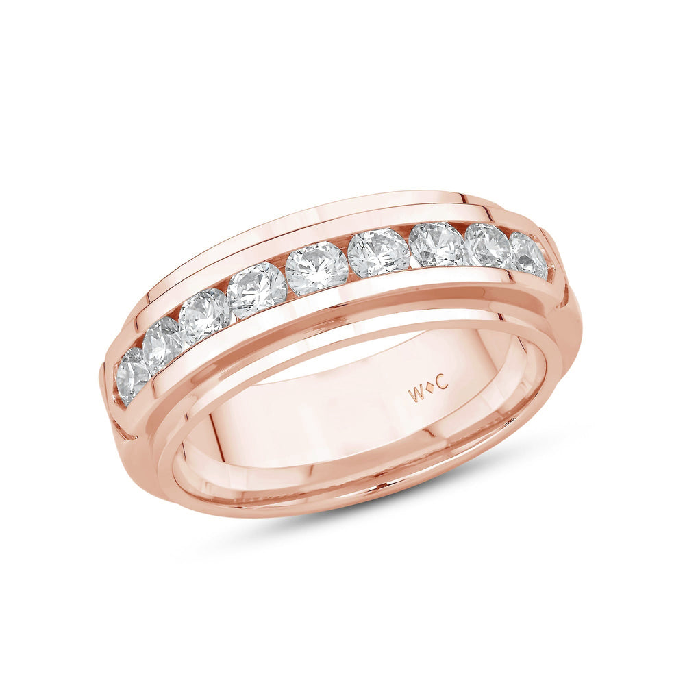 Three Step Men's Band with 14KT Rose Gold / Lab / 1 1/2 Cut Diamond in 14KT Rose Gold / Lab / 1 1/2 view 3
