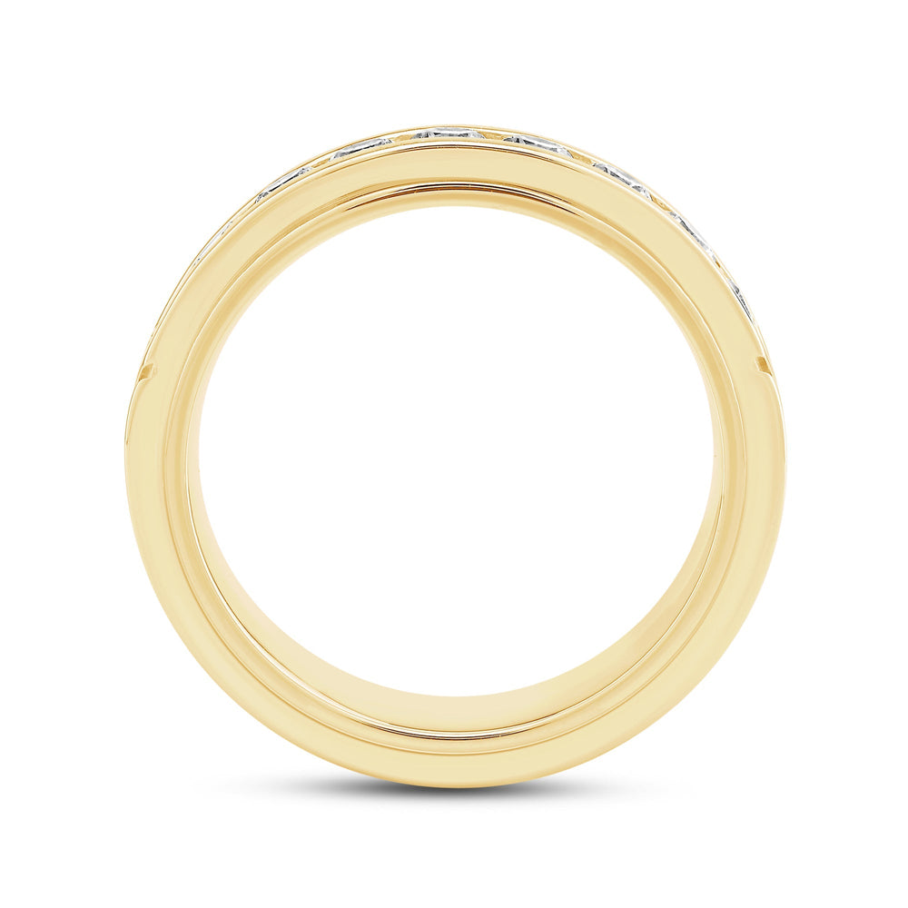 Three Step Men's Band with 14KT Yellow Gold / Lab / 1 1/2 Cut Diamond in 14KT Yellow Gold / Lab / 1 1/2 view 2
