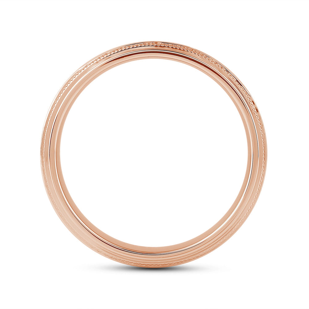 Channel Set Milgrain Stepped Edge Classic Men's Band with 14KT Rose Gold / Lab / 1/4 Cut Diamond in 14KT Rose Gold / Lab / 1/4 view 2
