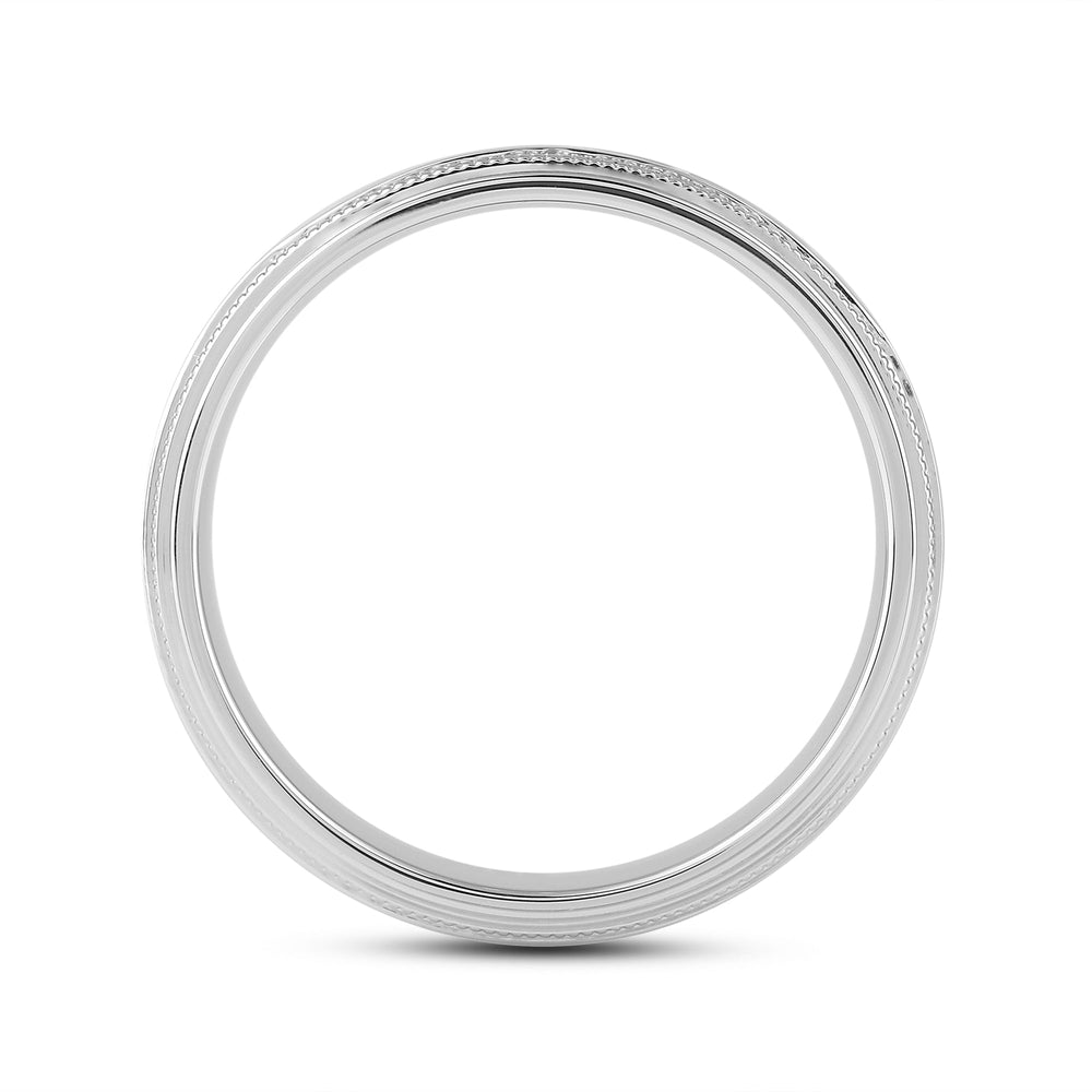 Channel Set Milgrain Stepped Edge Classic Men's Band with 14KT White Gold / Lab / 1/3 Cut Diamond in 14KT White Gold / Lab / 1/3 view 2
