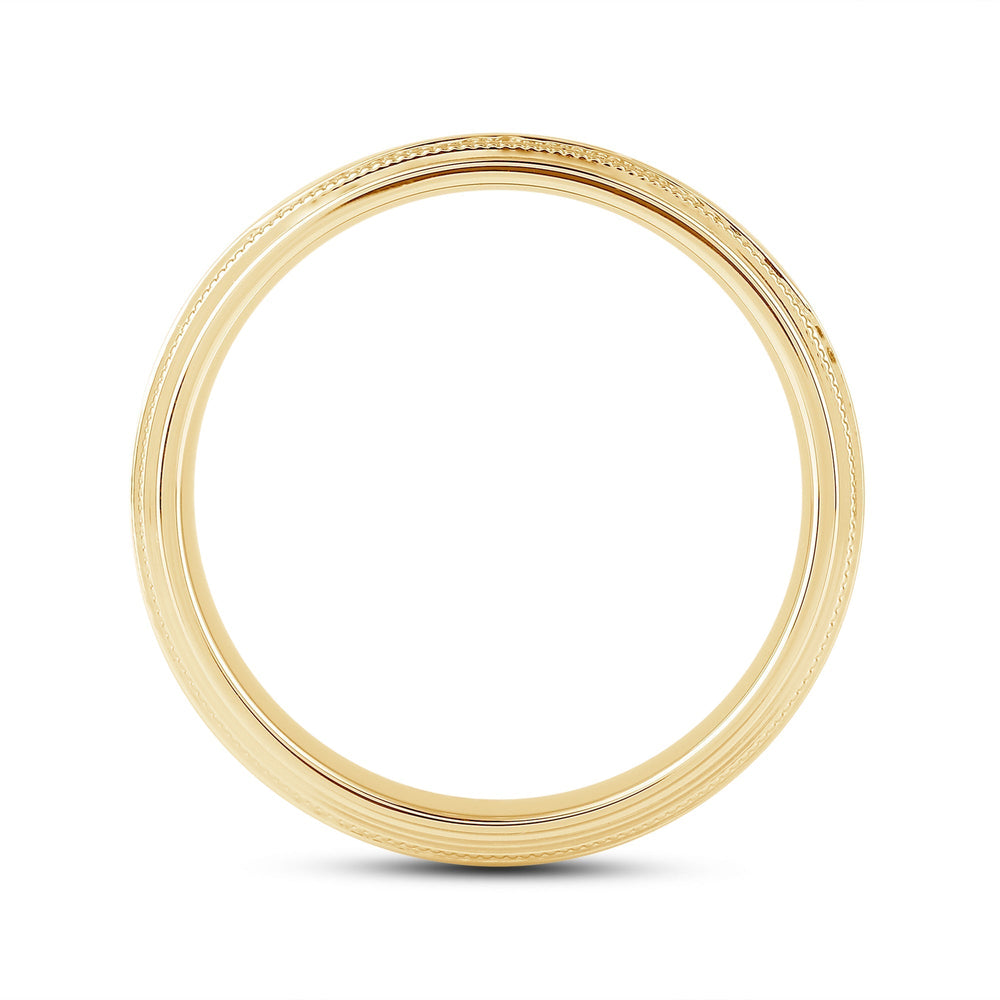 Channel Set Milgrain Stepped Edge Classic Men's Band with 14KT Yellow Gold / Lab / 1/3 Cut Diamond in 14KT Yellow Gold / Lab / 1/3 view 2
