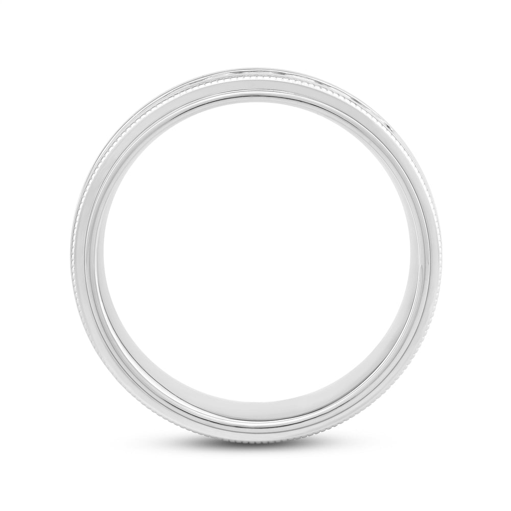 Channel Set Milgrain Stepped Edge Classic Men's Band with 14KT White Gold / Lab / 1/2 Cut Diamond in 14KT White Gold / Lab / 1/2 view 2

