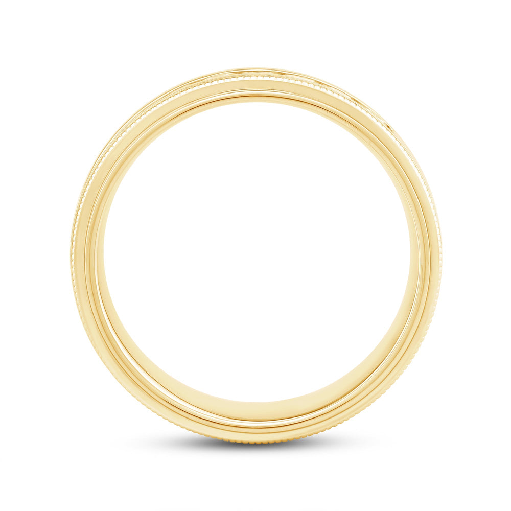 Channel Set Milgrain Stepped Edge Classic Men's Band with 14KT Yellow Gold / Lab / 1/2 Cut Diamond in 14KT Yellow Gold / Lab / 1/2 view 2
