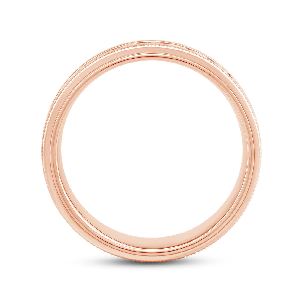 Channel Set Milgrain Stepped Edge Classic Men's Band with 14KT Rose Gold / Lab / 1/2 Cut Diamond in 14KT Rose Gold / Lab / 1/2 view 2
