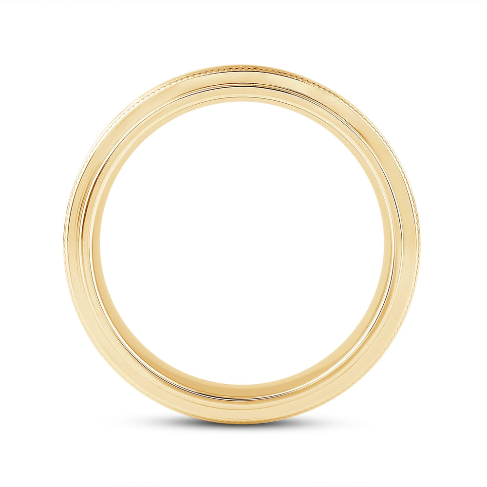 Channel Set Milgrain Stepped Edge Classic Men's Band with 14KT Yellow Gold / Lab / 3/4 Cut Diamond in 14KT Yellow Gold / Lab / 3/4 view 2
