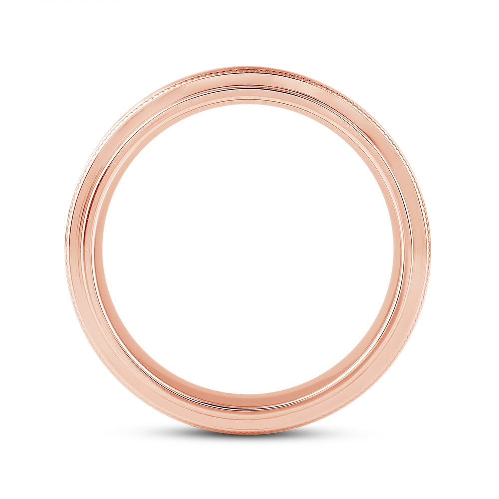 Channel Set Milgrain Stepped Edge Classic Men's Band with 14KT Rose Gold / Lab / 3/4 Cut Diamond in 14KT Rose Gold / Lab / 3/4 view 2
