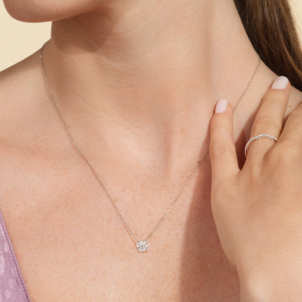 Kite Set Round Lab Created Diamond Solitaire Pendant with 14KT Rose Gold / Lab / 1/2 Cut Diamond in 14KT Rose Gold / Lab / 1/2 view 2
