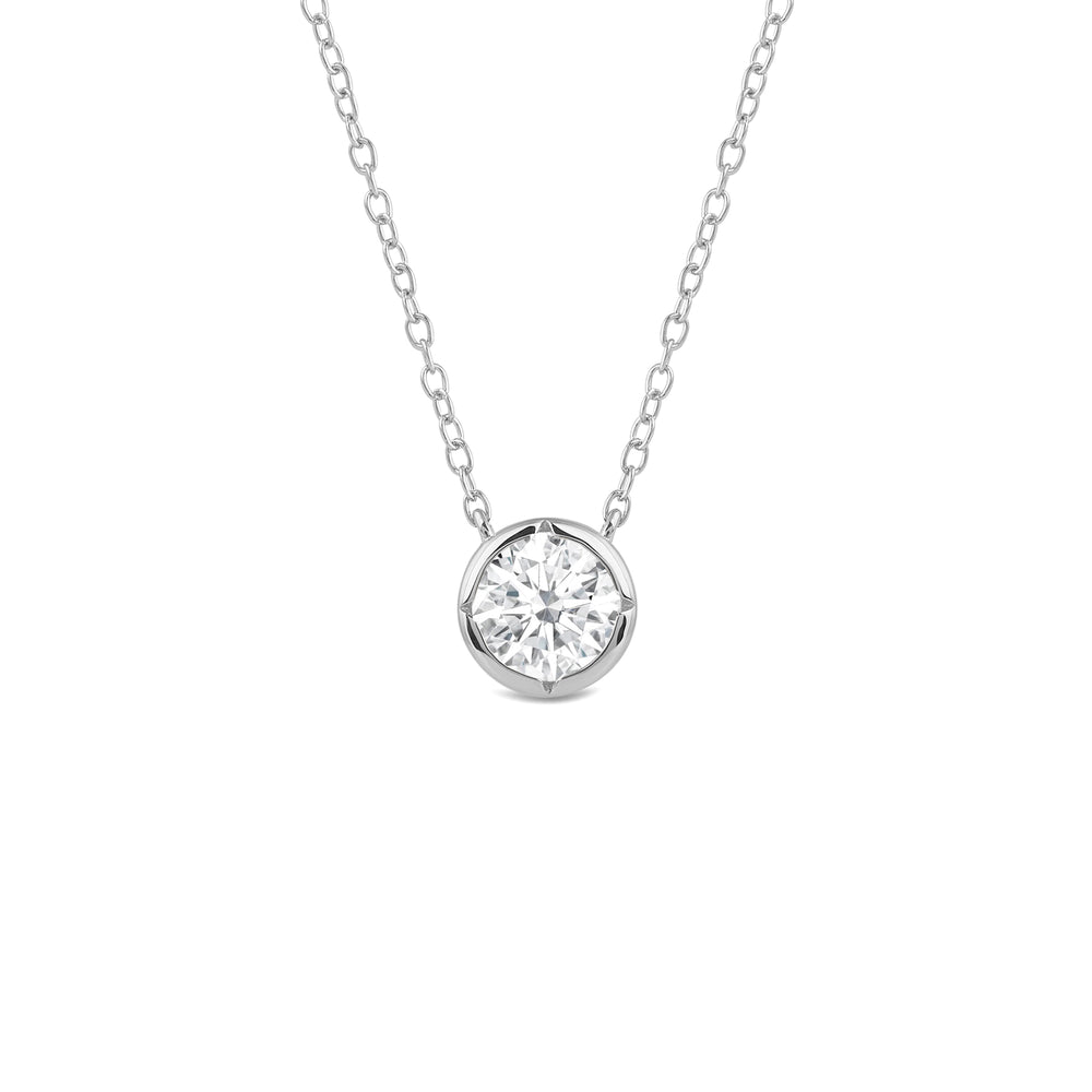 Kite Chamfered Bezel Set Solitaire Necklace with 14KT White Gold / Lab / 1/2 Cut Diamond in 14KT White Gold / Lab / 1/2 view 1
