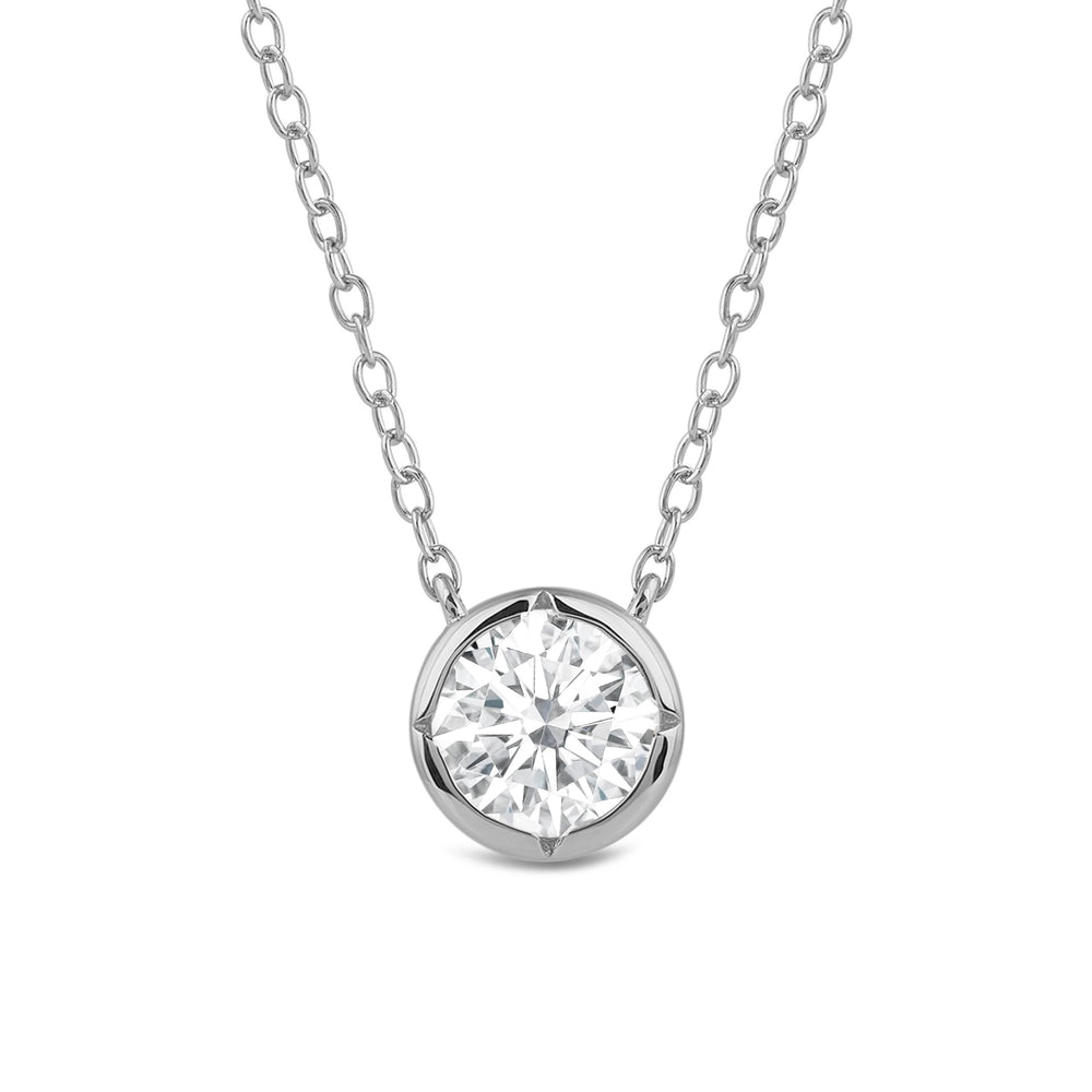 Kite Chamfered Bezel Set Solitaire Necklace with 14KT White Gold / Lab / 1/2 Cut Diamond in 14KT White Gold / Lab / 1/2 view 4

