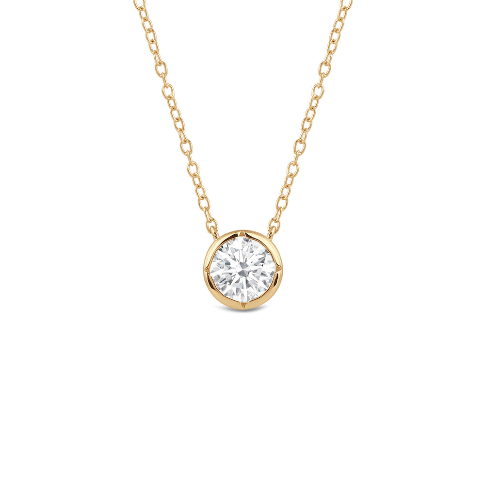 Kite Chamfered Bezel Set Solitaire Necklace with 14KT Yellow Gold / Lab / 1/2 Cut Diamond in 14KT Yellow Gold / Lab / 1/2 view 1
