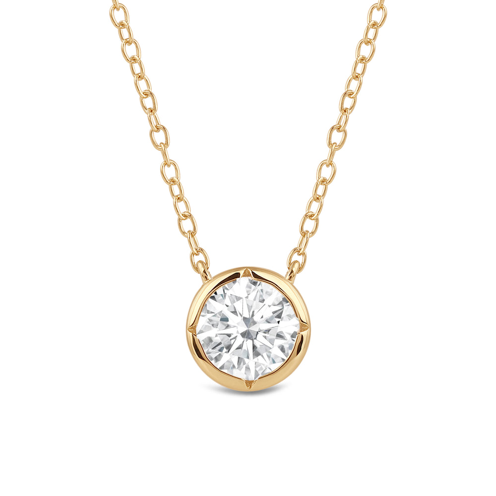 Kite Chamfered Bezel Set Solitaire Necklace with 14KT Yellow Gold / Lab / 1/2 Cut Diamond in 14KT Yellow Gold / Lab / 1/2 view 4
