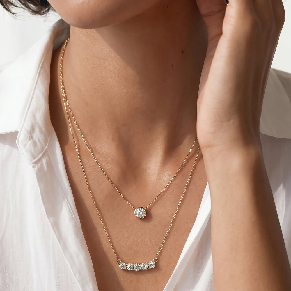 Kite Chamfered Bezel Set Solitaire Necklace with 14KT Yellow Gold / Lab / 1/2 Cut Diamond in 14KT Yellow Gold / Lab / 1/2 view 3
