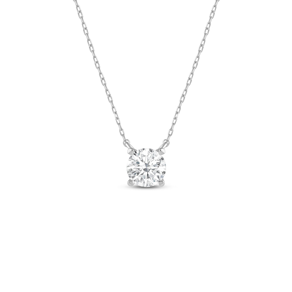 4 Prong Basket Round Lab Created Diamond Solitaire Necklace with 14KT White Gold / Lab / 1 Cut Diamond in 14KT White Gold / Lab / 1 view 1
