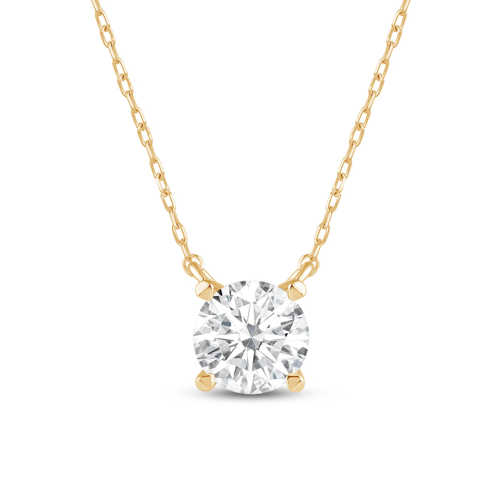 4 Prong Basket Round Lab Created Diamond Solitaire Necklace with 14KT Yellow Gold / Lab / 1 Cut Diamond in 14KT Yellow Gold / Lab / 1 view 3
